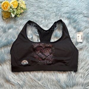 NWT Aeropostale Live Love Dream Pattern Black Sports Bra sz M